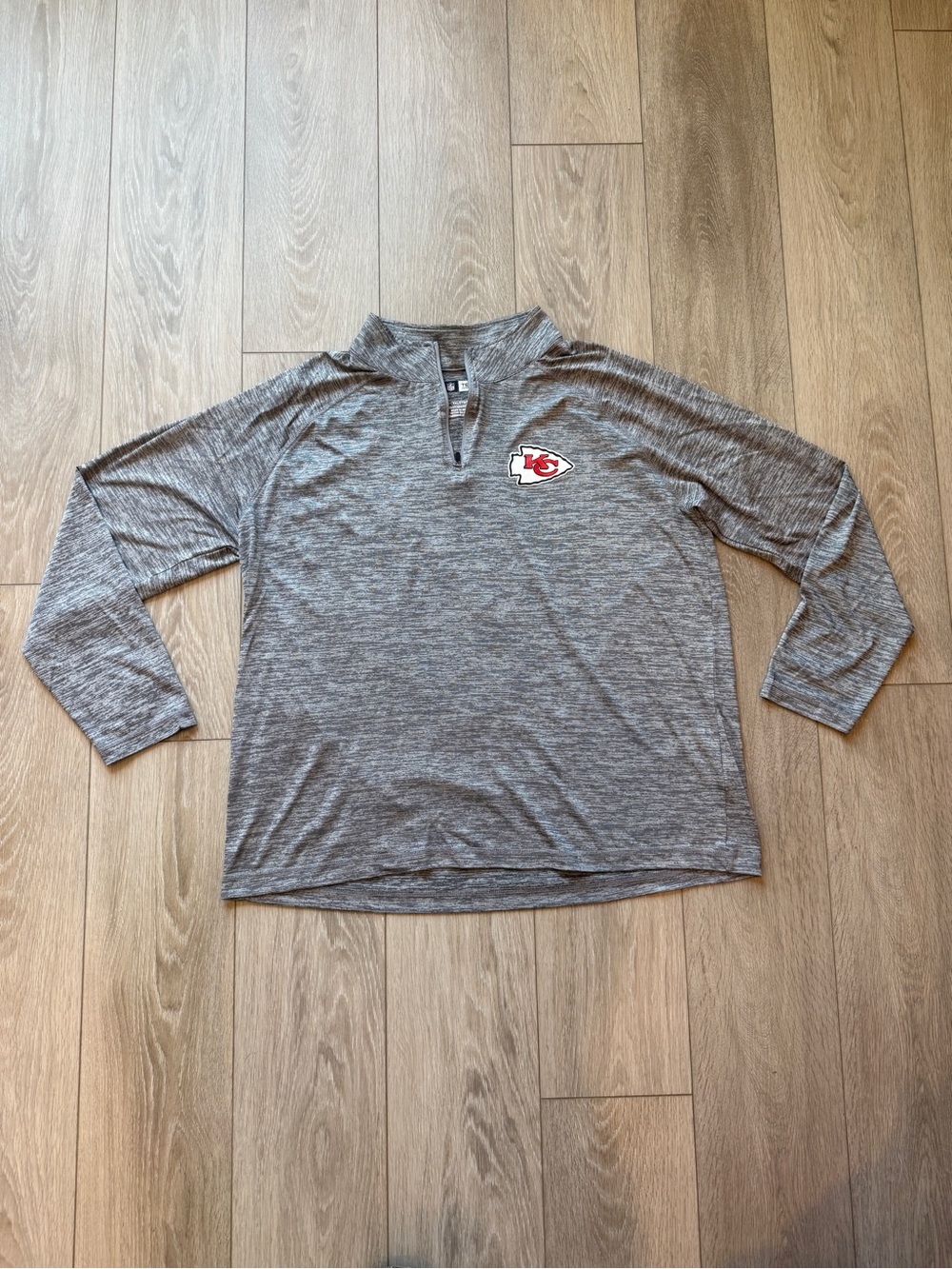 NFL Team Apparel Kansas City Chiefs Men’s XXL Gray Heathered 1/4 Zip Jacket